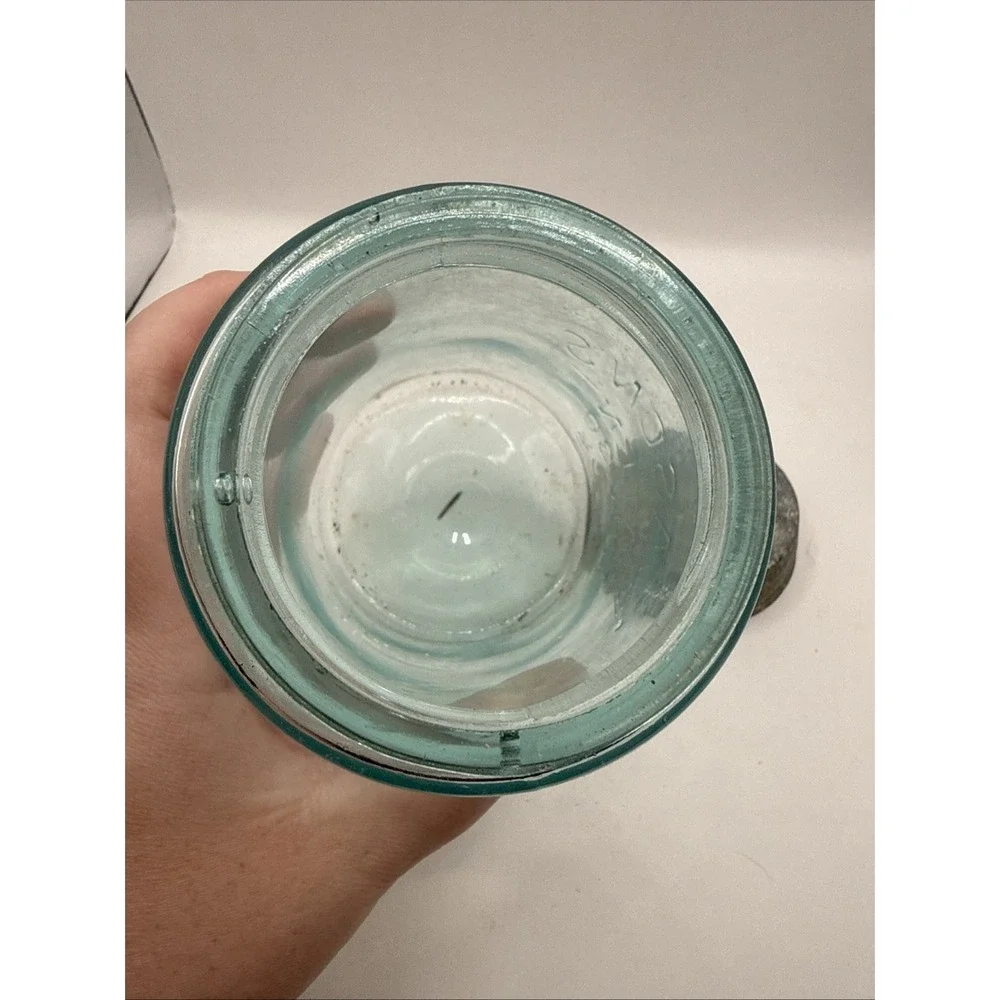 Old Mason's Patent Nov 30th 1858 Blue 1 Quart Antique Canning‎ Jar Zinc Lid #5